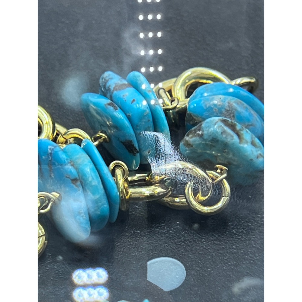 LR Lisa Robertson Bronze Italy QVC 
Turquoise Disc Gold Chain
Statement Necklace - Picture 6 of 15